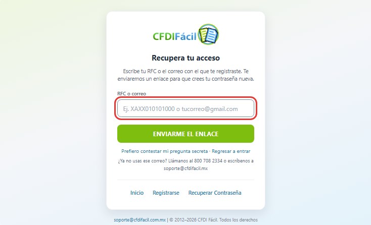 Paso 2 · escribe tu RFC o tu correo